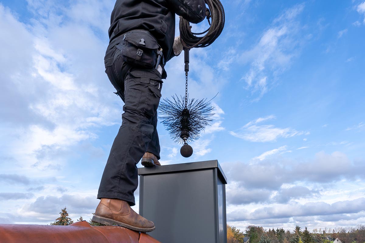 photo of chimney being swept